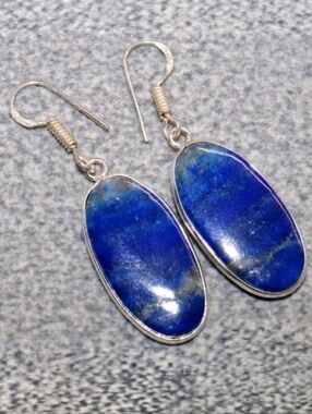 Lapis Lazuli Gemstone 925 Sterling Silver Handmade Drop Dangle Earrings